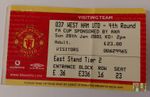 TICKET STUB- MANCHESTER UNITED V WEST HAM UNITED- FA CUP-DI CANIO- JANUARY 2001
