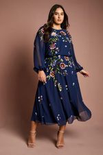 Coast Navy Fit & Flare Dress Womens Occasion Dresses