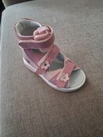 Girls Pink Open Toe Hook & Loop Ankle Sandals Flat Flower Synthetic UK 6