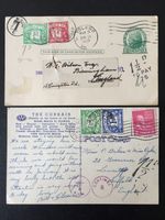 GB/USA 1922/52 1d + ½d POSTAGE DUES ON POSTCARDS (2) FROM USA (1½d/TO PAY/75 x1)
