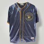 Milwaukee Brewers MLB Baseball Jersey True Fan Navy Gold Embroidered Medium