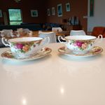Royal Albert Old Country Roses 2 Double Handled Soup Bowls and saucers 