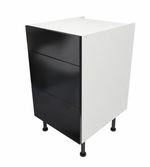 Fully Assembled 500mm Kitchen Gloss Black 3 Drawer Base Unit