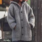 Women's Chunky Cable Knit Cardigan Long Sleeve Button Front Sweater with Pockets