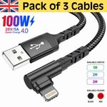 For iPhone Charger Cable Heavy Duty Braided USB Charging Lead Data Sync 1M 2M 3M