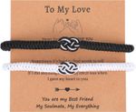 2Pcs Couples Bracelets for Him and Her, Love Knot Matching Bracelet with Card Co