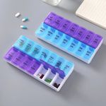 Large 14 Slots AM PM Weekly Pill Box Colorful Tablet Storage Case Medicine UK