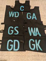 Netball Position BibsC WD GA GS WA GD GK Black Blue Lettering Complete adults