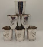 Antique Sterling Silver 950 French Minerva1 Shot Glasses Set Of 6 With Monogram 