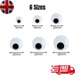 Self Adhesive Googly Eyes Wiggly Movable Doll Eyes Kids Craft DIY UK