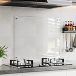 Kitchen Splashback Clear Glass Panel w/ Pre Drilled Holes & Wall Hanging Fixings