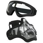 AOUTACC Airsoft Mask and Goggles Set, Half Face Full Steel Mesh Mask and Goggles