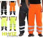 Mens Hi Vis Work Over Trousers Waterproof Safety Workwear High Visibility Pants