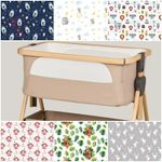 2x FITTED SHEET compatible with silver cross lunar bedside crib stars animals+