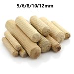 Wooden Dowel Pins Grooved Dowels Plugs Chamfered Fluted Pin Wood 5/6/8/10/12mm