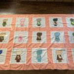 Sunbonnet Sue Quilt Top Cotton Vintage Handmade 1980s 15 Dated Blocks 50 x 82
