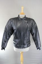 APACHE LEATHERS APOLLO CLASSIC COTTON LINED BLACK BIKER JACKET: SIZE 14