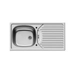 Contemporary Stainless Steel Kitchen Sink with Drainer, 860 x 435mm