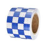 1 Roll 66 Ft x 4 Inch Reflective Tape Safety Tape Square Blue White