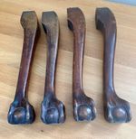 Set of 4 Antique Salvaged Mahogany Eagle Ball & Claw Carved Furniture Legs H:18"