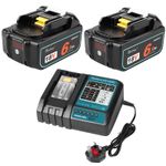 2pc 18V 6.0Ah Li-Ion Battery for Makita LXT BL1830 BL1840 BL1850 BL1860+ Charger