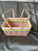 New Easter Basket, Multicoloured Wicker, 2 Handles, Egg Hunts, Gifts Or Crafting