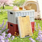 50L Portable Folding Storage Box Stackable Organizer W/ Lid Home Outdoor Camping