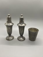 PEWTER SALT PEPPER Cup EMPIRE SHAKER  Shot Glass 741 822 Vintage Mark