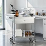 2 Layers Utility Cart Stainless Steel Cart with Silent 360° Wheels And Drawer