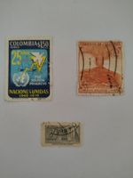 colombia stamps, mix of three postage stamps, 1960s, 1970s