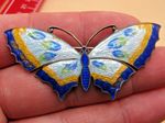 Antique / Vintage Enamel Butterfly Brooch Marked " STERLING SILVER " To Back