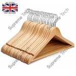 10/50/100 WOODEN COAT HANGERS SUIT GARMENTS CLOTHES WOOD HANGER TROUSER BAR SET