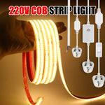 COB LED Strip Lights 220V Dimmable Selfadhsive Flexible Tape IP67 Outdoor Light