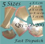 50 - 200 Clear Cellophane Bags Display Cello Self Adhesive Peel & Seal 12 sizes