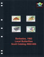 $11.50 Scott Value - 1983 BARBADOS Butterflies Caribbean Wildlife CV MNH NH UMM