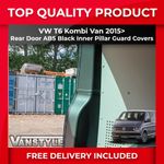 FOR VW T6 KOMBI VAN 15> REAR DOOR ABS BLACK INNER PILLAR GUARD COVERS PROTECTION