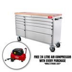 PROMO Crytec 55 inch Stainless Steel Tool Chest with 10 Drawers garage workshop