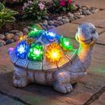 TURTLE GARDEN ORNAMENT SOLAR STATUE RESIN GARDEN DECOR 25CM BALCONY OUTDOOR