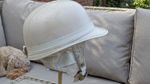Vintage 1950s British EVEROAK  Cork Motorcycle White Helmet. Size 6. 7/8