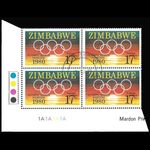 🇿🇼 ZIMBABWE 1980 :  17c. Olympic Games, Moscow  [CYL. 1A1A1A1A] [SG596]
