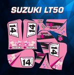 suzuki lt50 quad graphics stickers decals name & number mx laminate - pink