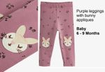 Next Purple Lilac Rabbit Applique Leggings  6-9 Months
