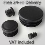 Round Plastic End Caps For Tubing Pipe Inserts Bungs Feet Blanking Plugs / Black