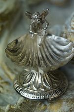 Vintage Solid Sterling Silver Cherub Shell Salt Cellar Ring Dish 925