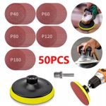 50Pcs Sanding Disc Kit Hook & Loop 125mm Attachment Drill Grinder Backing Pad UK