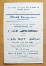 VICKERS v THE NAVY Friendly 1945 MOTHERWELL QUEENS PARK RANGERS SOUTHEND WATFORD