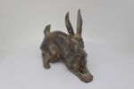 Statue Rabbit Hare Wildlife Art Deco Style Art Nouveau Style Bronze Signed Sculp