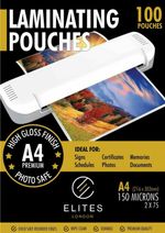 100 x A4 150 Microns Laminating  Pouches Sheets  2x75