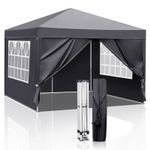 3x3M Heavy Duty Gazebo Marquee Pop UP Waterproof Garden Party Tent w/ Sides Gray