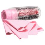 Premium Shammy Cloth for Car Drying 16.9" x 12.6" in Bucket, Pink